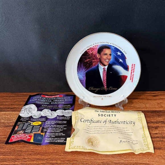 THE AMERICAN HISTORIC SOCIETY Collectable Plate President Obama - Picture 4 of 7